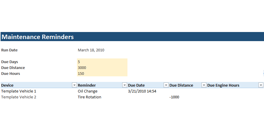 MyGeotab screenshot showing a maintenance reminder.